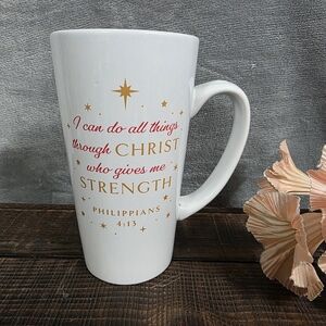 Philippians 4:13 Mug with Bible Verse Quote, Tall Christian Coffee Cup, Ceramic